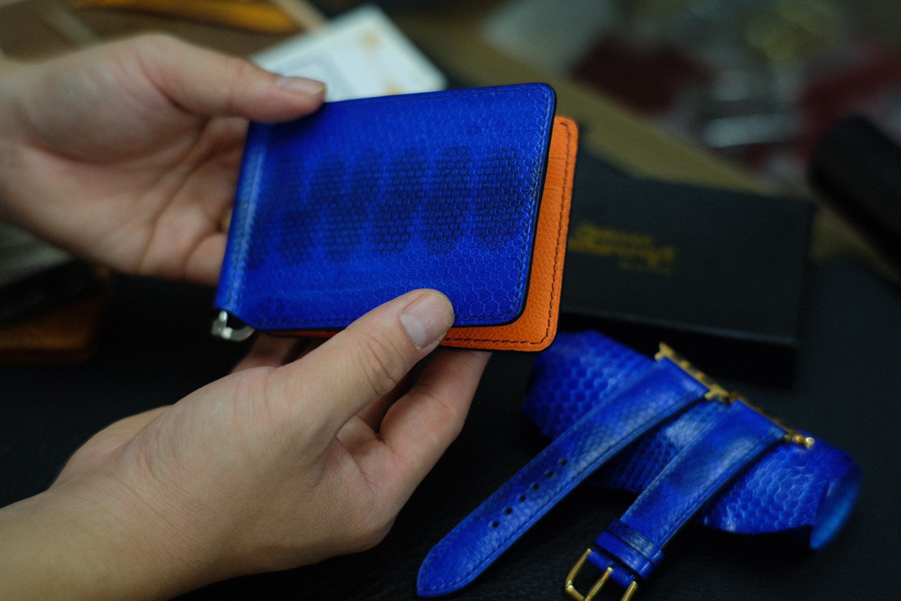 ヘビ革マネークリップ