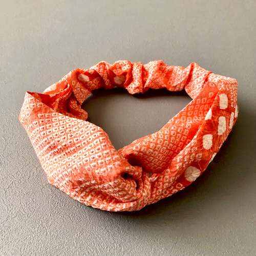 着物のヘアターバン クロスタイプ 絞り×曙空 サスティナブル 柔らか  