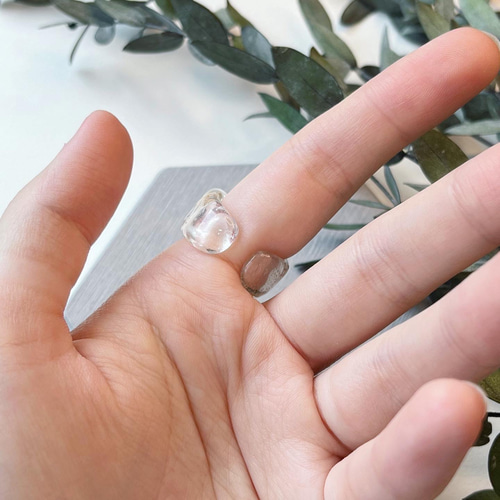 クリアリング 指輪 レジン ホロ 天然石 No.53 Water ハンドメイド クリアリング 指輪 レジン ホロ 天然石 No.53 Water ハンドメイド