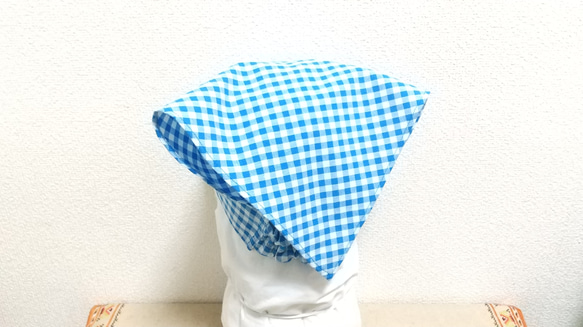 綿ポリ チェック  色・サイズが選べる 子供用三角巾 ゴム紐付 10枚目の画像