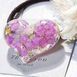 大人♡紫陽花とレースフラワー　華やかピンクのヘアゴム 3枚目の画像