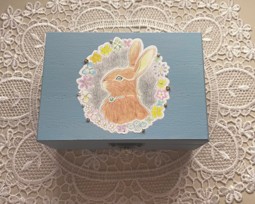 デコパージュ ハンドメイド 小物いれ 引き出し うさぎちゃん