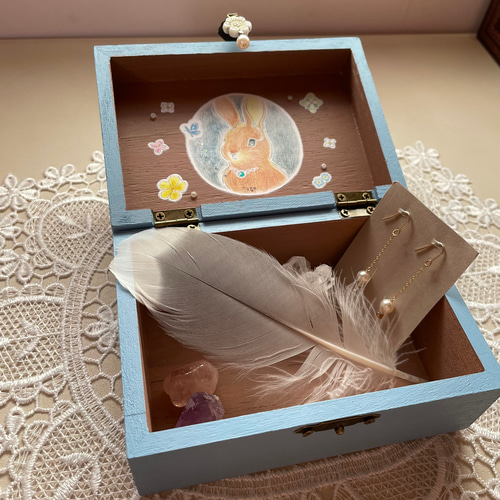 デコパージュ ハンドメイド 小物いれ 引き出し うさぎちゃん