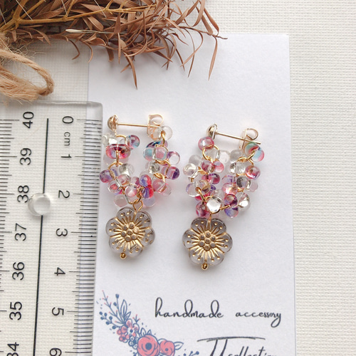 No.31 チェコドロップビーズのピアス ハンドメイド