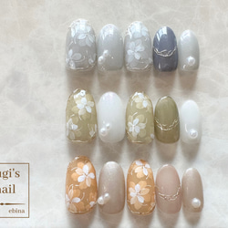 ネイルチップ No.33 フラワーネイル nail ジェルネイル《Mille Fleurアート》 2枚目の画像