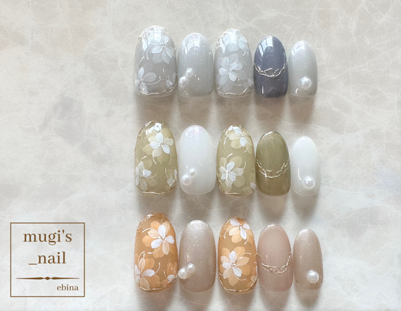 ネイルチップ No.33 フラワーネイル nail ジェルネイル《Mille Fleurアート》 2枚目の画像