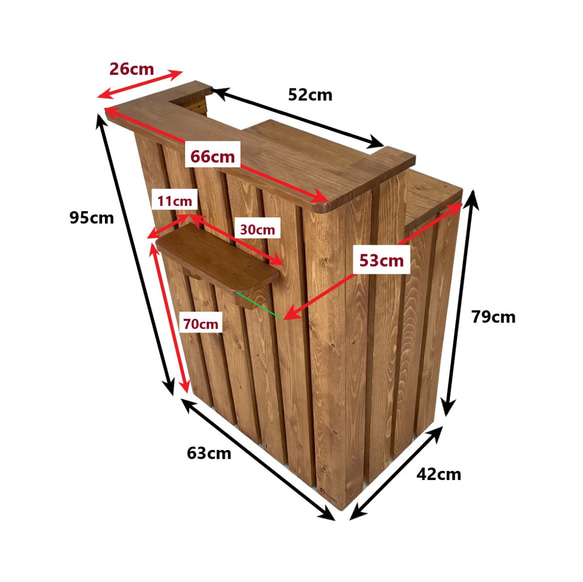 受注製作_BARIKI_レジカウンター 木製カウンター 幅66cm×奥行53cm×高さ95cm_B007B 12枚目の画像