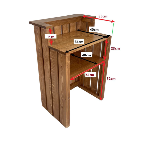受注製作_BARIKI_レジカウンター 木製カウンター 幅66cm×奥行53cm×高さ95cm_B007B 木製カウンター