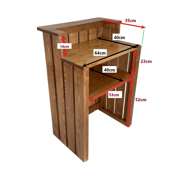 受注製作_BARIKI_レジカウンター 木製カウンター 幅66cm×奥行53cm×高さ95cm_B007B 13枚目の画像