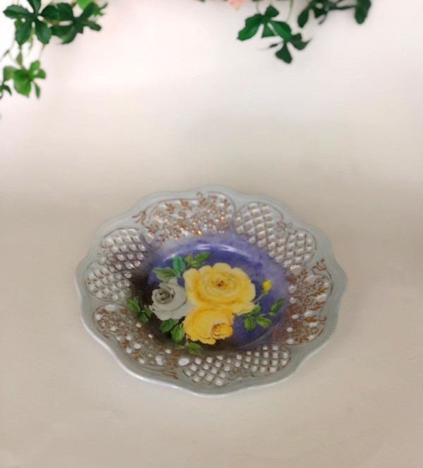 飾り透かしプレート3枚セット・黄色/ピンク/グレー