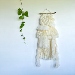 [獨一無二的物品] 浮木編織掛毯“牛奶色掛毯。 j&#39;。』 第1張的照片