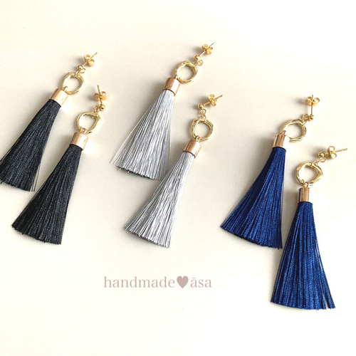 再販①】メタルフープ タッセル ゴールド ピアス/イヤリング 