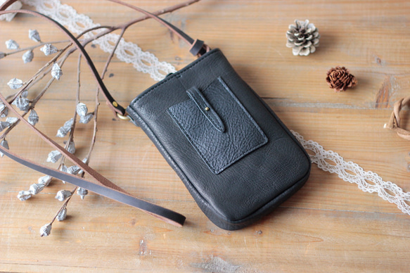 [限量銷售，無再次上架] New Deerskin Smartphone Pouch SS / Black x Black 2 第1張的照片