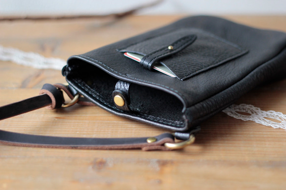 [限量銷售，無再次上架] New Deerskin Smartphone Pouch SS / Black x Black 2 第5張的照片