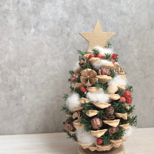 大きな松ぼっくりの小さなクリスマスツリー ドライフラワー Mamaleaf 