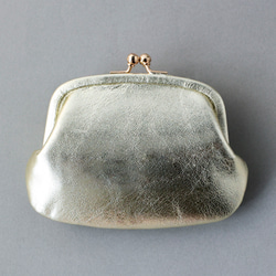 送料無料 小さい財布 ミニマム 革巻き がま口 国産 箔レザー 財布 本革 10枚目の画像