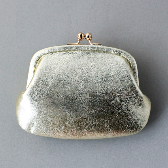 送料無料 小さい財布 ミニマム 革巻き がま口 国産 箔レザー 財布 本革 10枚目の画像