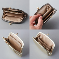 送料無料 小さい財布 ミニマム 革巻き がま口 国産 箔レザー 財布 本革 6枚目の画像