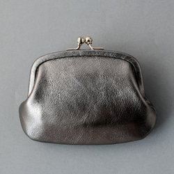 送料無料 小さい財布 ミニマム 革巻き がま口 国産 箔レザー 財布 本革 12枚目の画像