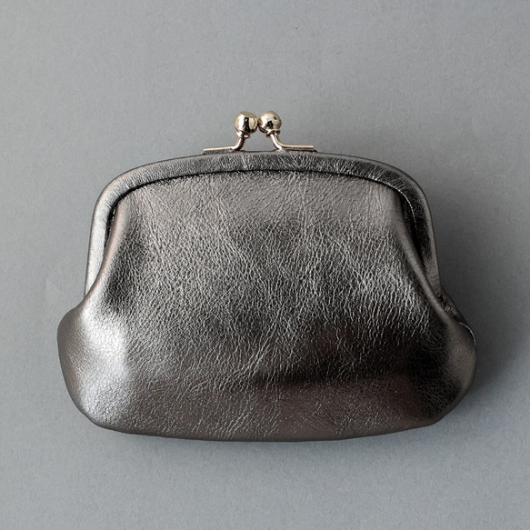 送料無料 小さい財布 ミニマム 革巻き がま口 国産 箔レザー 財布 本革 12枚目の画像