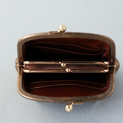 送料無料 小さい財布 ミニマム 革巻き がま口 国産 箔レザー 財布 日本製 UBRI 8枚目の画像