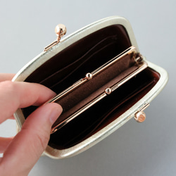 送料無料 小さい財布 ミニマム 革巻き がま口 国産 箔レザー 財布 日本製 UBRI 9枚目の画像