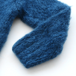 【限量1件】蓬鬆馬海毛手工針織外套針織開襟衫（寶藍色） 第11張的照片