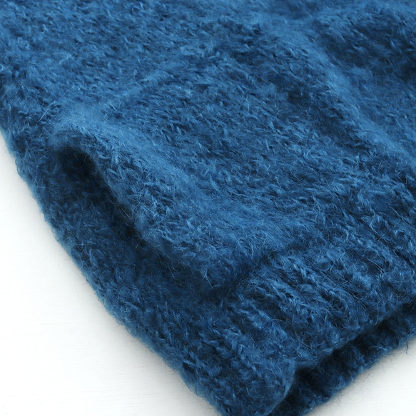 【限量1件】蓬鬆馬海毛手工針織外套針織開襟衫（寶藍色） 第12張的照片