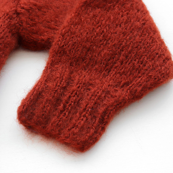 【限量1件】蓬鬆馬海毛手工針織外套針織開襟衫（赤土色） 第11張的照片