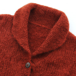 【限量1件】蓬鬆馬海毛手工針織外套針織開襟衫（赤土色） 第10張的照片