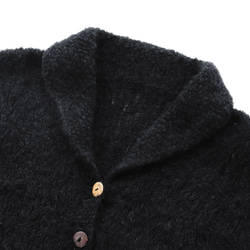 ふんわり軽いリアルモヘア 手編みジャケット 襟付きニットカーディガン （ブラック）npcl04 9枚目の画像