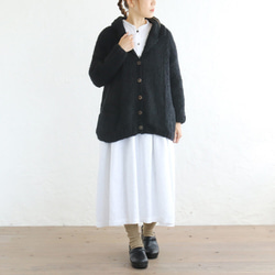 ふんわり軽いリアルモヘア 手編みジャケット 襟付きニットカーディガン （ブラック）npcl04 2枚目の画像