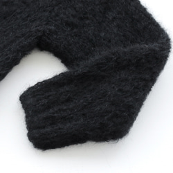 柔軟馬海毛手工針織外套針織開襟衫（黑色） 第10張的照片