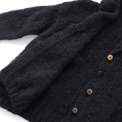 ふんわり軽いリアルモヘア 手編みジャケット 襟付きニットカーディガン （ブラック）npcl04 12枚目の画像