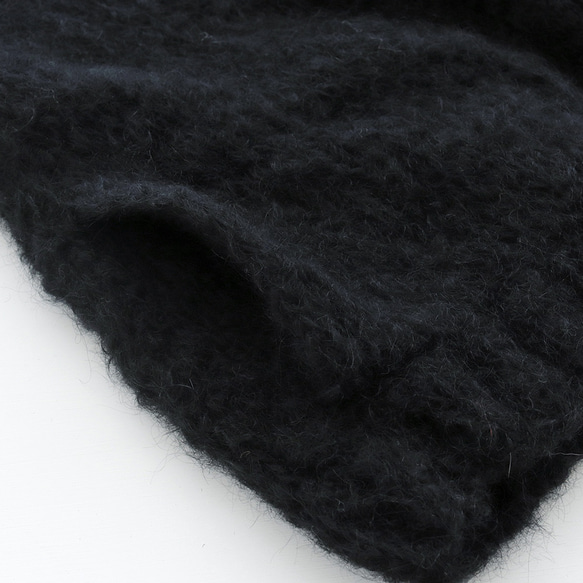 ふんわりモヘア手編みジャケット ニットカーディガン （ブラック） 11枚目の画像