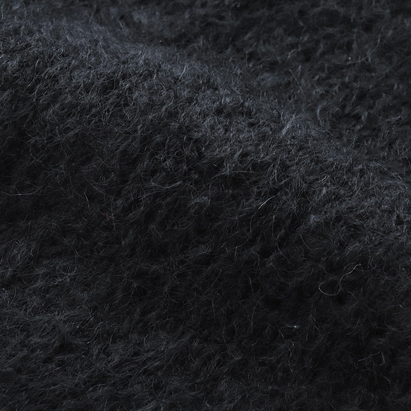 柔軟馬海毛手工針織外套針織開襟衫（黑色） 第8張的照片