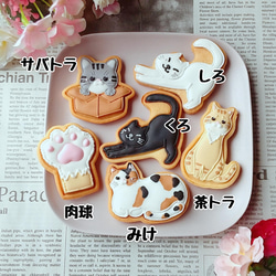 【誕生日セット】ねこアイシングクッキー３枚～ 2枚目の画像