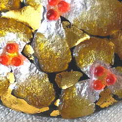 花 335 七宝焼 －チョーカー型ペンダント　純金銀箔金茶花 ・赤玉 5枚目の画像