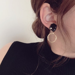 KAKERA triple hoop pierce/earring(Black) 2枚目の画像