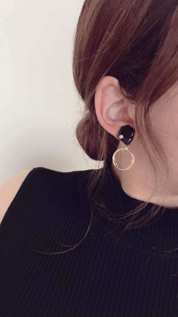 KAKERA triple hoop pierce/earring(Black) 2枚目の画像