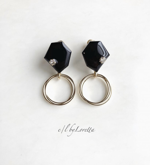 KAKERA triple hoop pierce/earring(Black) 1枚目の画像