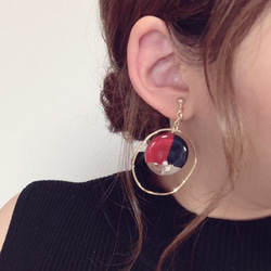 3color big hoop pierce/earring(Red) 2枚目の画像