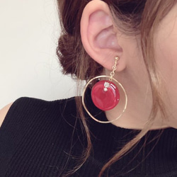 3color big hoop pierce/earring(Red) 3枚目の画像