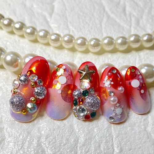 再販☆エアブラシネイル/クリスマスネイル/ツリーネイル/リースネイル  