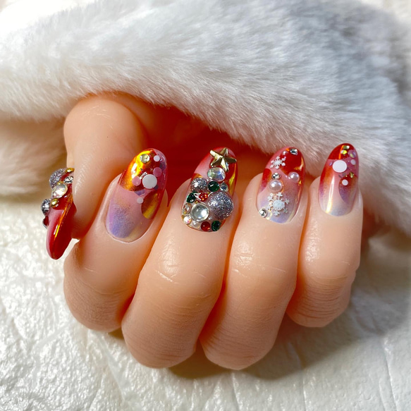 再販☆エアブラシネイル/クリスマスネイル/ツリーネイル/リースネイル