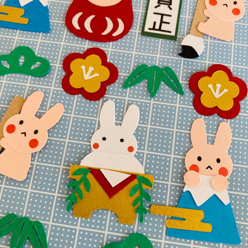 年賀状 クラフトパンチ うさぎ 富士山 梅の花 鏡餅 書き初め 梅 松竹