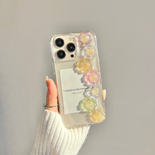 R68 春夏秋冬 クリアケース お花ケース フラワーケース iPhoneケース