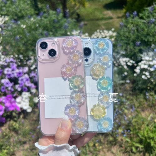 R68 春夏秋冬 クリアケース お花ケース フラワーケース iPhoneケース