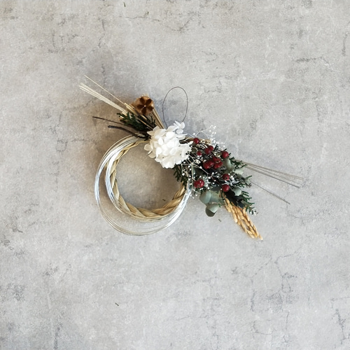 紅白＜はずせる2WAY＞ お正月飾り しめ縄リース 飾りやすい小さめ