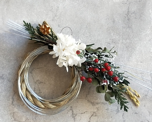 2way お正月arrangement しめ縄リース⑥　red ver. 2way お正月arrangement しめ縄リース⑥ red ver. 2way お正月